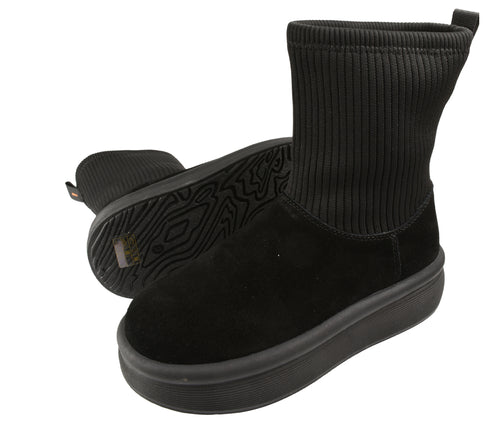 Ghete sport, dama, PASS COLLECTION, Z870008A, negru, piele intoarsa